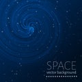 Blue space background. Glowing spiral and sparkling particles. Futuristic vector illustration. Easy to edit design template Royalty Free Stock Photo