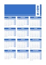 Blue 2019 Spanish calendar. Printable portrait version