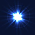 Blue Spark vector light effects. star and star burst shine.Magic vector spotight illumination. Royalty Free Stock Photo