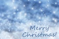 Blue Sparkling Background, Snow, Text Merry Christmas Royalty Free Stock Photo