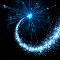 Blue sparkling petard or firework on black background. Royalty Free Stock Photo