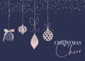 Blue Sparkly Bauble Christmas Cheer Card