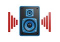 Blue speaker emiting sound waves Royalty Free Stock Photo