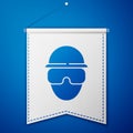 Blue Special forces soldier icon isolated on blue background. Army and police symbol of defense. White pennant template Royalty Free Stock Photo