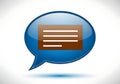 Blue speech bubble with brown text message icon Royalty Free Stock Photo