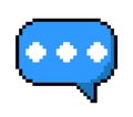 Blue Speech Bubble emoticon symbol, pixel art design Royalty Free Stock Photo