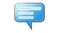 A blue speech bubble icon with white text lines on a plain white background Royalty Free Stock Photo