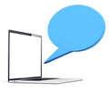 Blue Speech Bubble with Laptop Royalty Free Stock Photo