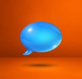Blue speech bubble on orange square background Royalty Free Stock Photo