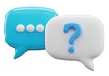 Two 3d speech bubbles one with question mark isolated on white background Royalty Free Stock Photo