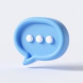 Blue speech bubble with three white dots, minimalist design, simple icon Royalty Free Stock Photo