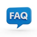 Blue Speech Bubble with White FAQ Text on White Background frequently asked questions chat Royalty Free Stock Photo