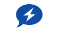 Blue Speech Bubble with White Lightning Bolt Icon - Fast Communication Symbol Royalty Free Stock Photo