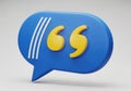 Blue speech bubble with yellow quotation marks Royalty Free Stock Photo