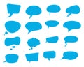 Blue speech flat bubbles vector set