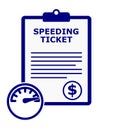 Blue speeding ticket citation vector set. Royalty Free Stock Photo