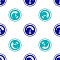 Blue Speedometer icon isolated seamless pattern on white background. Vector Royalty Free Stock Photo