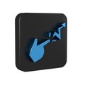 Blue Spell icon isolated on transparent background. The sorcerer hand performing spells. Black square button.