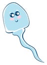 Blue smiling sperm, vector or color illustration