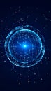 Blue Sphere Network Connection, Abstract Digital Plexus Royalty Free Stock Photo