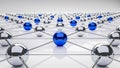 Blue sphere network structure. Connection abstract design