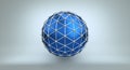 Blue sphere and polygonal wireframe 3D illustration