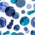 Blue spheres abstract vector seamless painterly pattern print background design