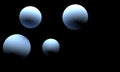 Blue spheres with black background 3D illustration Royalty Free Stock Photo