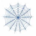 Blue Spiderweb Drawing on White Background Royalty Free Stock Photo
