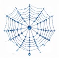 Blue Spiderweb with Water Drops Abstract Design Royalty Free Stock Photo