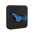 Blue Spinning reel for fishing icon isolated on transparent background. Fishing coil. Fishing tackle. Black square