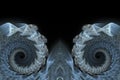 Blue spiral fractals background