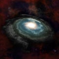 Blue spiral galaxy against black space Royalty Free Stock Photo