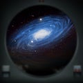 Alien spiral galaxy as seen from a spaceship window Royalty Free Stock Photo