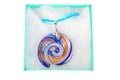 Blue spiral glass pendant. Royalty Free Stock Photo