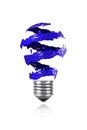 Blue spiral paint trace made light bulb Royalty Free Stock Photo