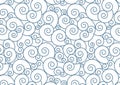 Blue Spiral on white Vector Background.Oriental Style Teal Swirl seamless repeating pattern. Royalty Free Stock Photo