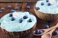 Blue Spirulina and Berry Smoothie Bowls with Fresh Fruit