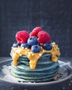 Blue spirulina pancakes