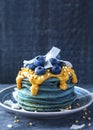 Blue spirulina pancakes