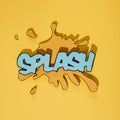 blue splash text blot against yellow background. High quality photo Royalty Free Stock Photo