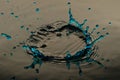 Blue splashes of water drops on background texture close-up Royalty Free Stock Photo