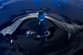 Blue splashes of water drops on background texture. macro Royalty Free Stock Photo