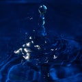 Blue splashes of water drops on background texture. macro Royalty Free Stock Photo