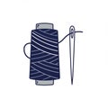 A blue spool of thread is depicted with thread wrapped around it, accompanied by a Royalty Free Stock Photo