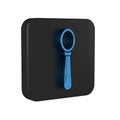 Blue Spoon icon isolated on transparent background. Cooking utensil. Cutlery sign. Black square button.