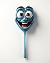 a blue spoon with a smiling face on top of it. generative ai