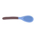 Blue spoon with wooden handle isolated. Kitchen utensil, cooking tool for dining and meal prep vector illustration