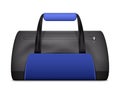 Blue sport bag for sportswear and equipment. Travel bag icon, male bag for training and fitness