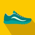 Blue sport shoes icon, flat style Royalty Free Stock Photo